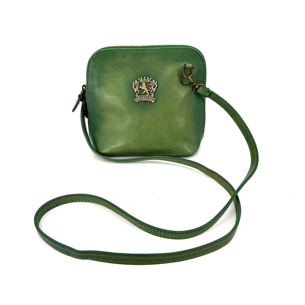 Pratesi Firenze Green Italian Leather Crossbody Bag Made in Italy Dome Purse